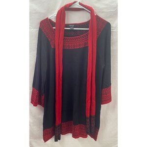 Style & Co Petites Red & Black P/XL Sweater Dress with Accent Scarf
